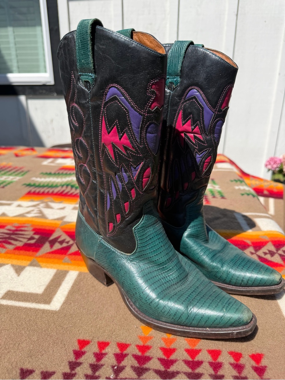Vintage Nine West Teal Western Pull-On Boots W 7.5